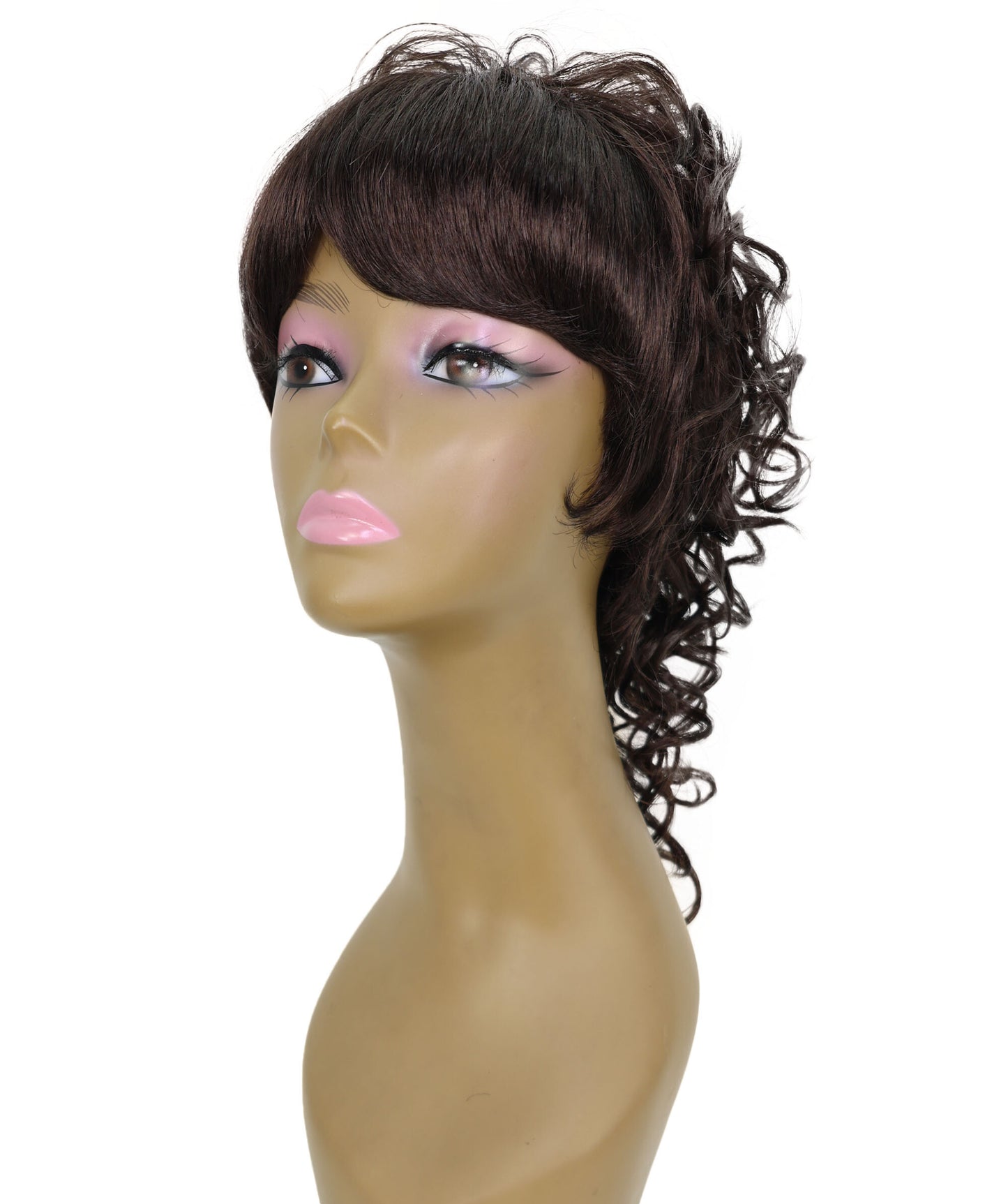 Abdul 14.5 Inch Vintage-Inspired Short Front, Long Back Synthetic Style with Soft Curly Mullet Wig