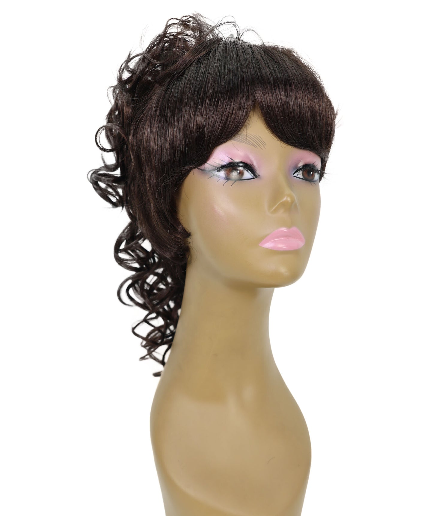 Abdul 14.5 Inch Vintage-Inspired Short Front, Long Back Synthetic Style with Soft Curly Mullet Wig