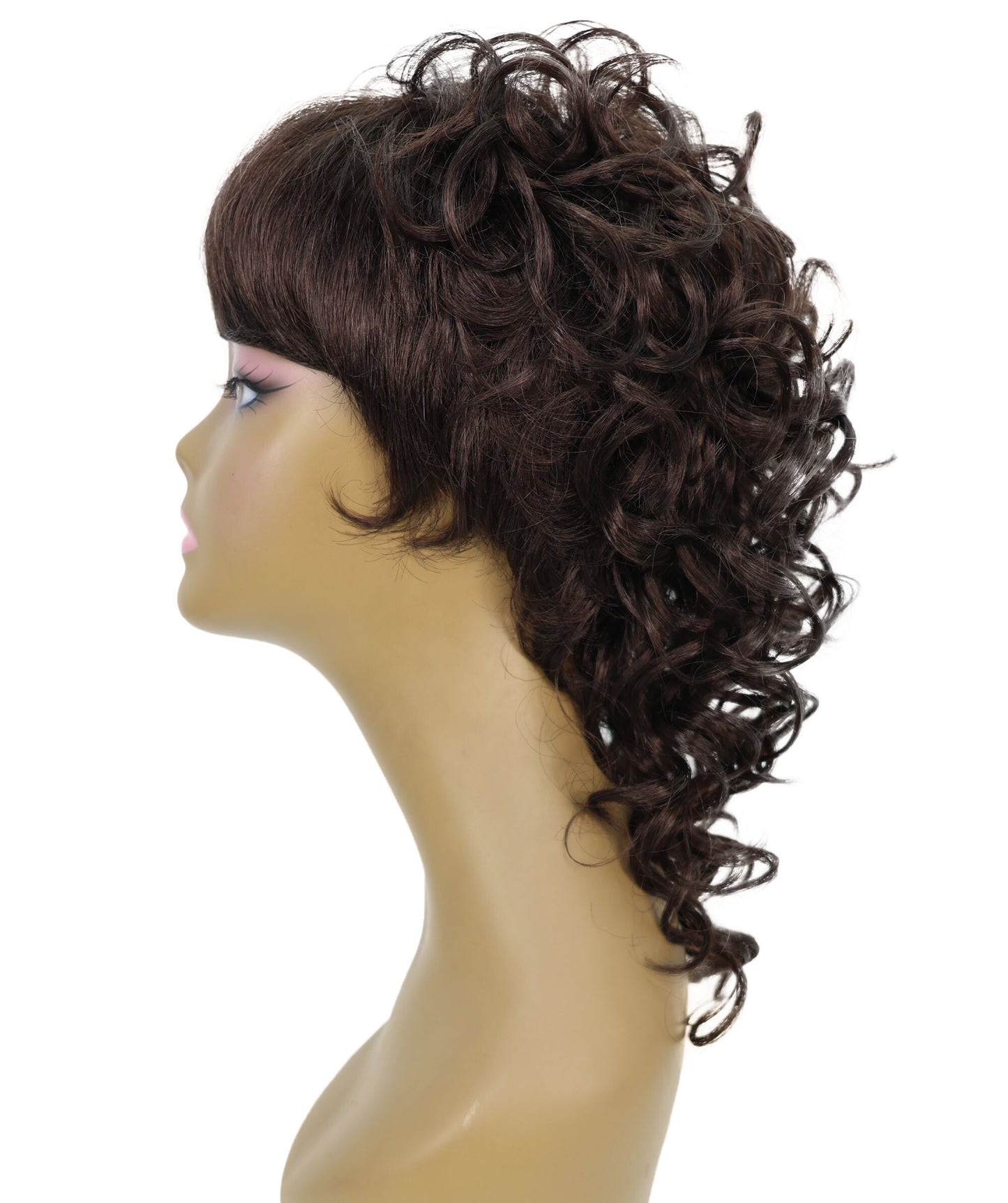 Abdul 14.5 Inch Vintage-Inspired Short Front, Long Back Synthetic Style with Soft Curly Mullet Wig