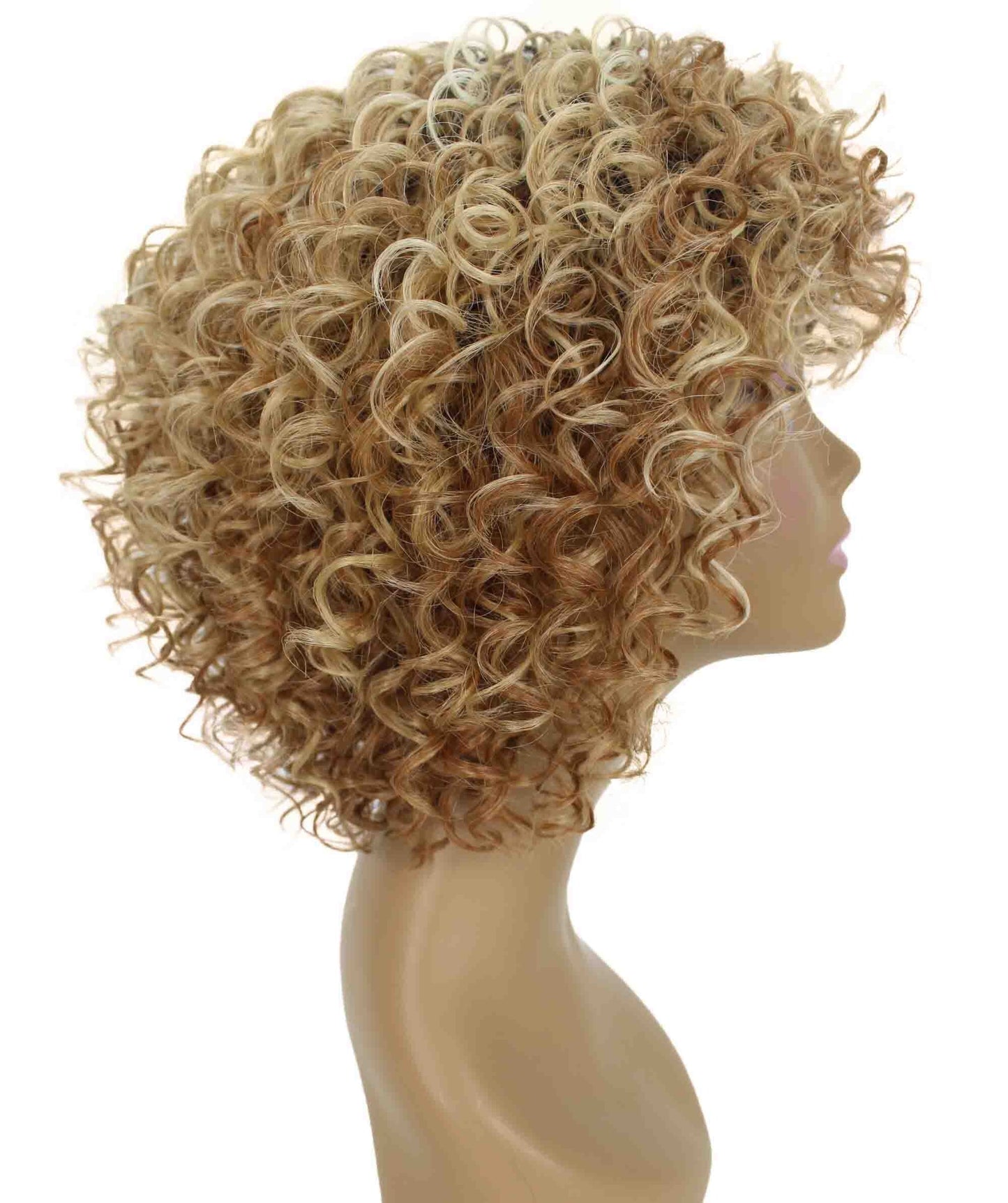 Gabrielle Strawberry Blonde Ombre Curly Afro Full Wig#TT4/2788 - Brown to Strawberry Blonde Ombre