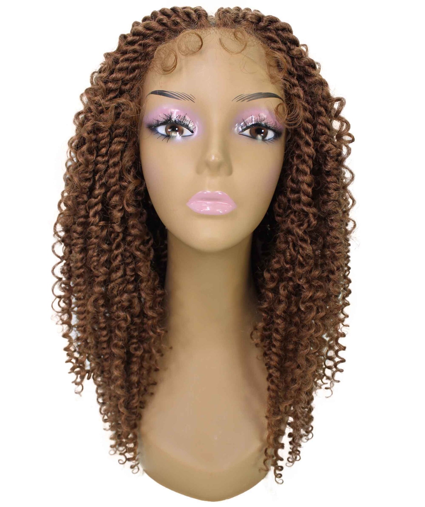 best full 19 inch length 4x4 synthetic hd lace front twists curly curls braided black women affordable glueless baby hairs natural african american brazilian body wave natural multicolored hand tied heat resistant deep dye bohemian wig