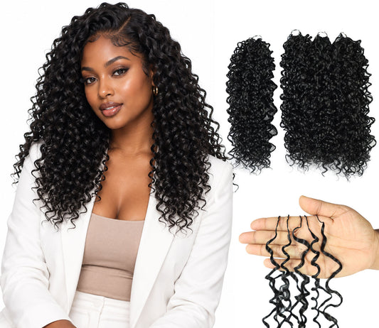 Luxluxe Jerry Curl 18 Inch Pre-Separated Synthetic Feather 110g Crochet Hair Extensions with 100 Strands for Women