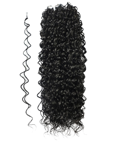 LUXLUXE Hawaiian Synthetic Crochet Hair Extensions – 14" 78g, 18" 100g, 22" 120g  Pre Separated 100 Strands Feather Hairpiece for Curly Protective Styles