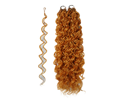 LUXLUXE Hawaiian Synthetic Crochet Hair Extensions – 14" 78g, 18" 100g, 22" 120g  Pre Separated 100 Strands Feather Hairpiece for Curly Protective Styles