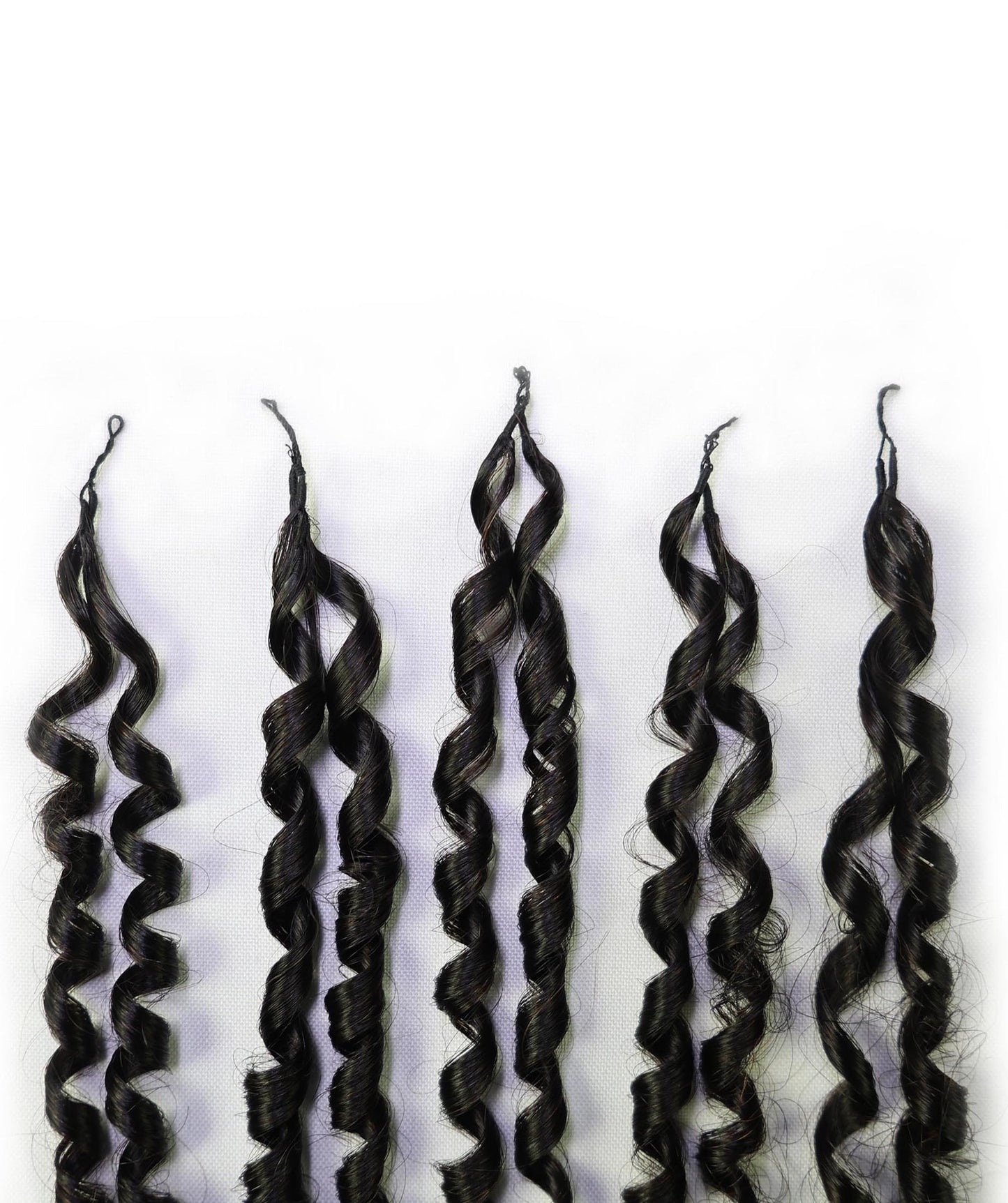 LUXLUXE Knotless Pixie Curly Raw Crochet Natural Human Hair Extensions - 14" 40g 16" 45g & 18" 50g Pre Separated 40 Strands Feather Hairpiece for Women