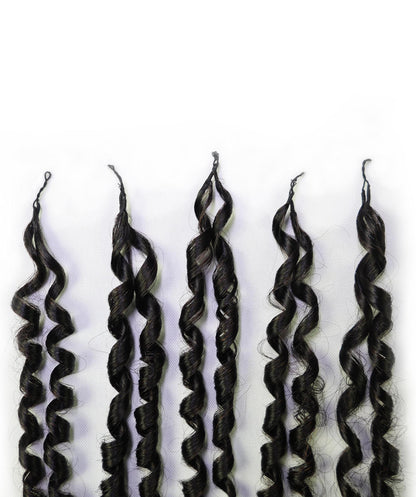 LUXLUXE Knotless Pixie Curly Raw Crochet Natural Human Hair Extensions - 14" 40g 16" 45g & 18" 50g Pre Separated 40 Strands Feather Hairpiece for Women