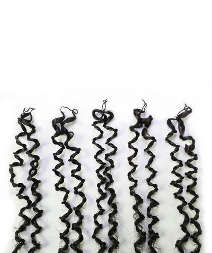 LUXLUXE Knotless Micro Yanky Curly Pre Looped Crochet Human Hair Extensions - Natural Black 14" 40g 16" 45g & 18" 50g Pre Separated 40 Strands Feather Protective Style