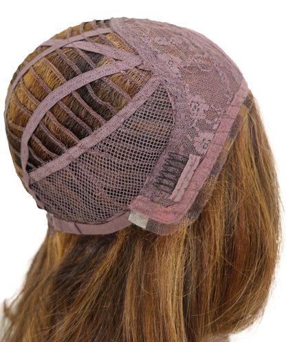 Lerato Brown Auburn Deep L-Part Lace Wig, High Heat Resistant Synthetic Smooth Hair for Glamorous Everyday & Party Looks