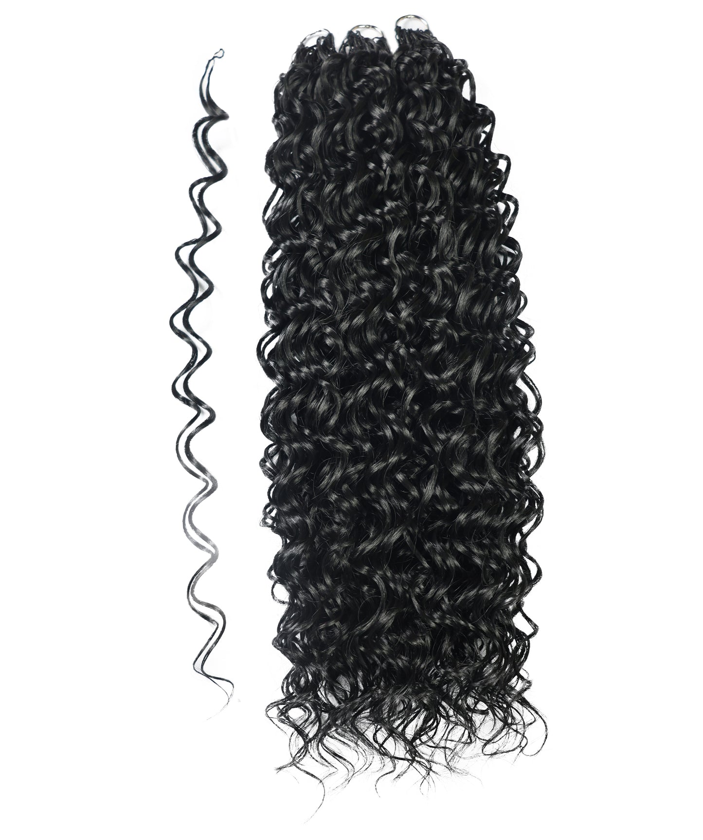 LUXLUXE Hawaiian Synthetic Crochet Hair Extensions – 14" 78g, 18" 100g, 22" 120g  Pre Separated 100 Strands Feather Hairpiece for Curly Protective Styles