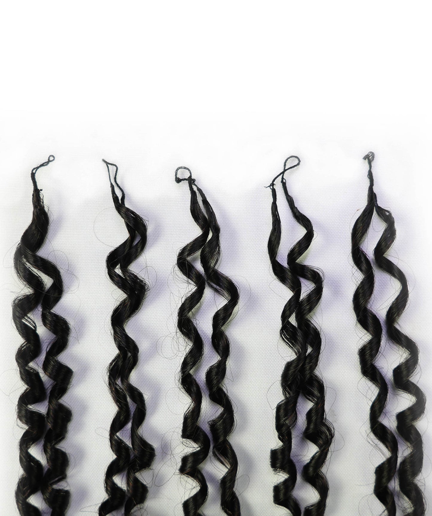 LUXLUXE Knotless Pixie Curly Raw Crochet Natural Human Hair Extensions - 14" 40g 16" 45g & 18" 50g Pre Separated 40 Strands Feather Hairpiece for Women