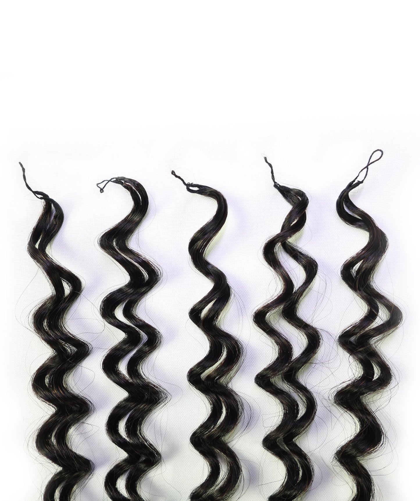 LUXLUXE Water Wave Braids Pre Looped Long Human Hair Extensions 40 Strands - Natural & Natural Black 14,16 & 18 Inch with weights 40g 45g & 50g Deep Curly Feather Braiding Hairpiece