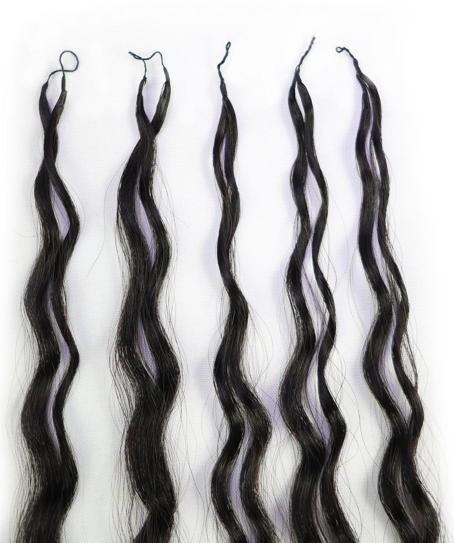 LUXLUXE Knotless Wet & Wavy Crochet Human Hair Extensions - Natural Black 14" 40g 16" 45g & 18" 50g Pre Separated 40 Strands Feather Hairpiece With String In The Middle Braid