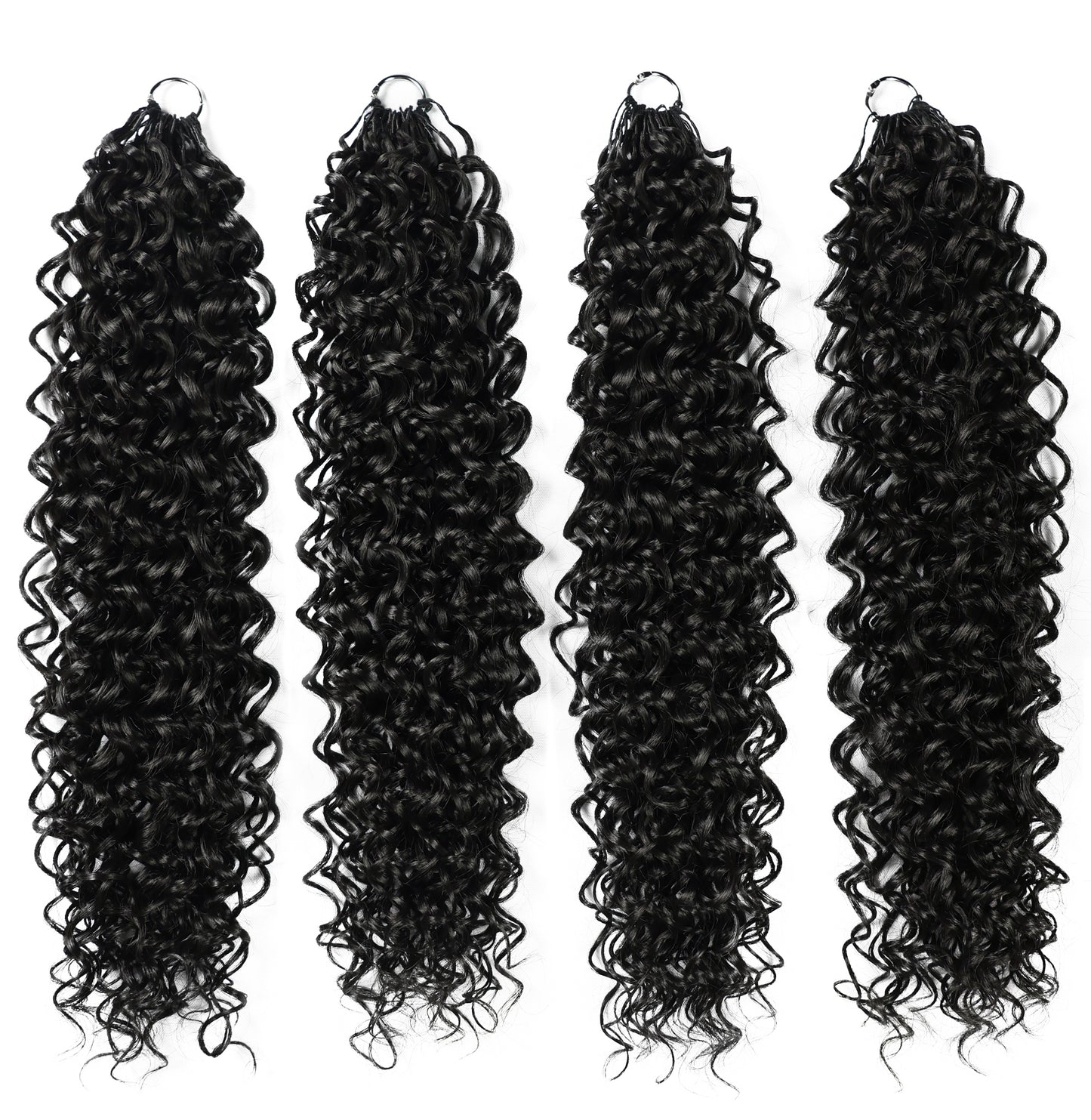 LUXLUXE Dominican Synthetic Crochet Hair Extensions – 14" 78g, 18" 100g, 22" 120g Pre Separated 100 Strands Feather Curly Hairpiece