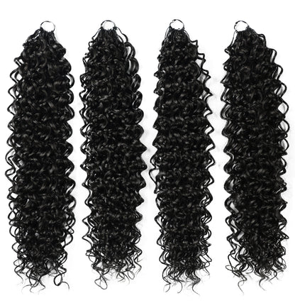 LUXLUXE Dominican Synthetic Crochet Hair Extensions – 14" 78g, 18" 100g, 22" 120g Pre Separated 100 Strands Feather Curly Hairpiece