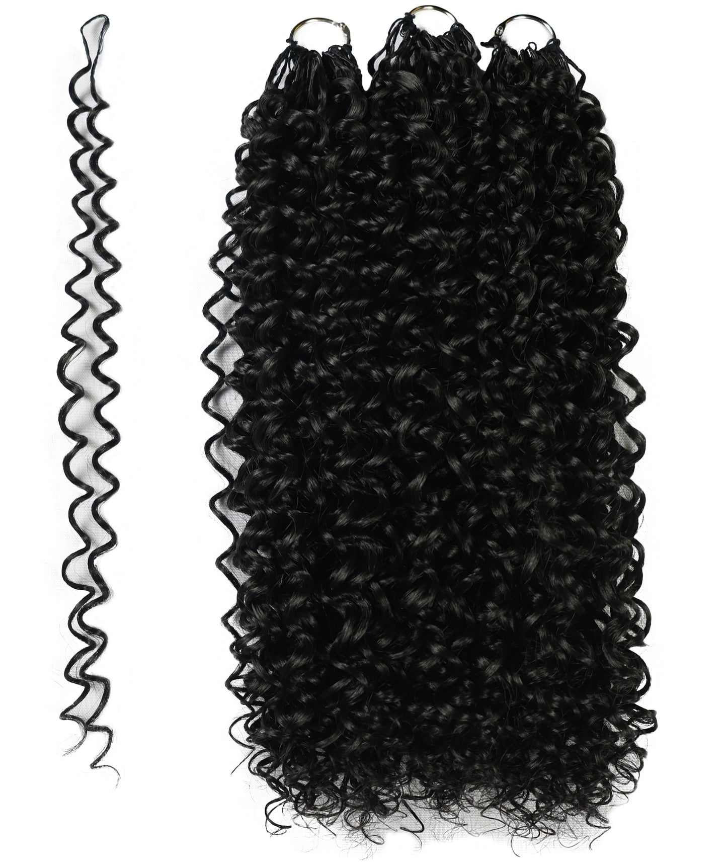 LUXLUXE Water Curl Synthetic Crochet Hair Extensions – Available in 14"  78g 18" 100g & 22" 120g Pre Separated 100 Strands Feather Hairpiece for Natural Bouncy Curls
