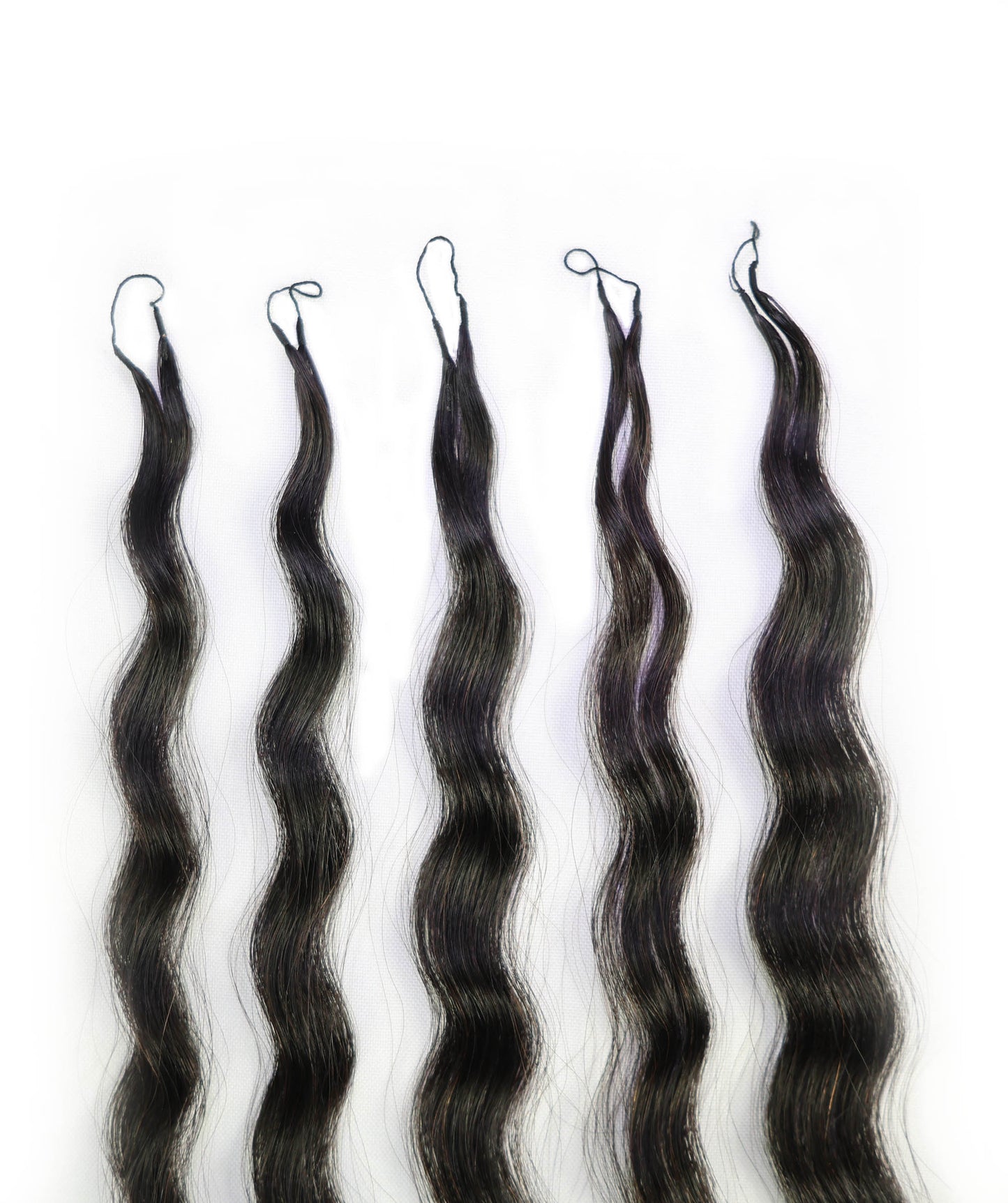 LUXLUXE Knotless Wet & Wavy Crochet Human Hair Extensions - Natural Black 14" 40g 16" 45g & 18" 50g Pre Separated 40 Strands Feather Hairpiece With String In The Middle Braid