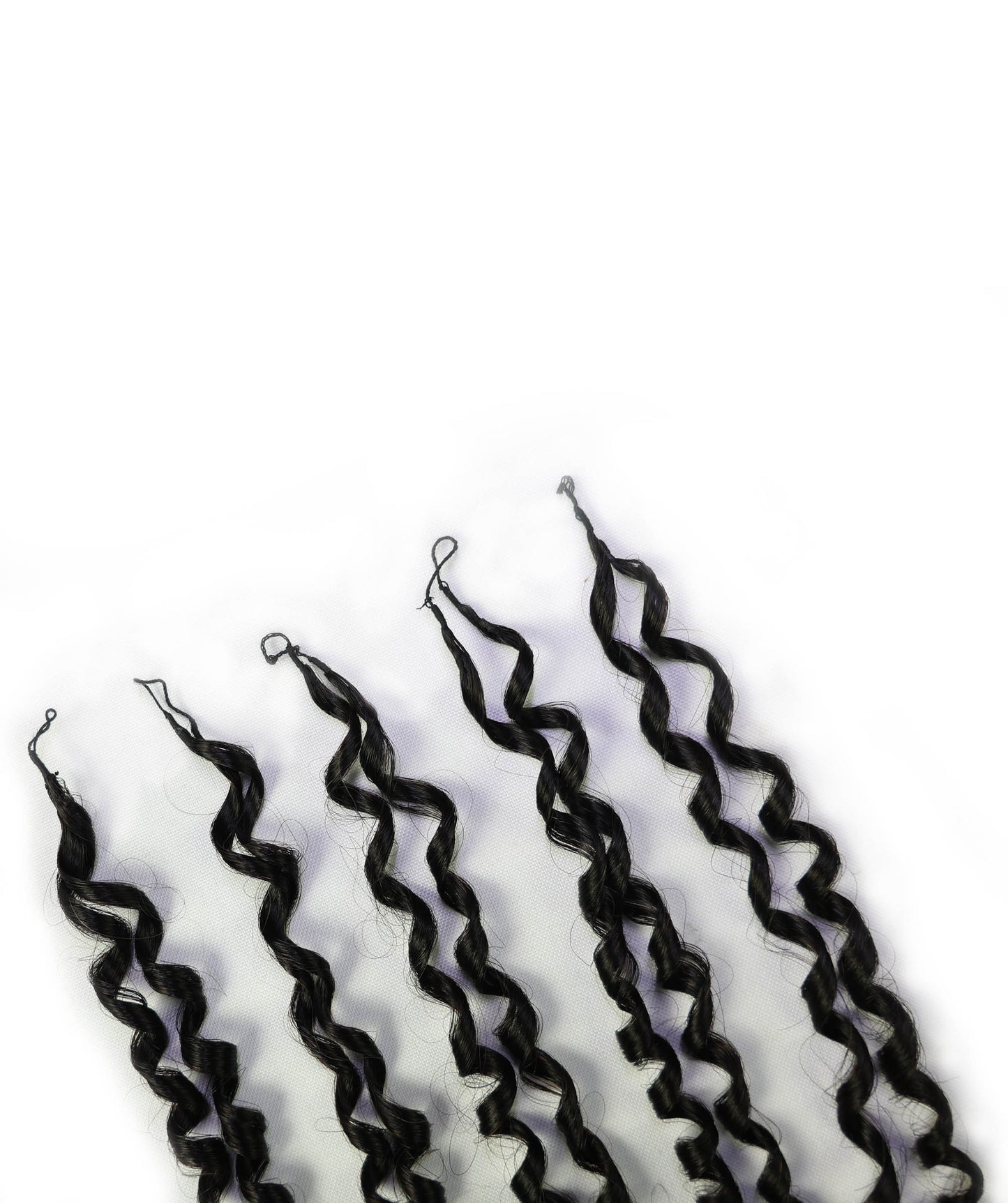 LUXLUXE Knotless Pixie Curly Raw Crochet Natural Human Hair Extensions - 14" 40g 16" 45g & 18" 50g Pre Separated 40 Strands Feather Hairpiece for Women