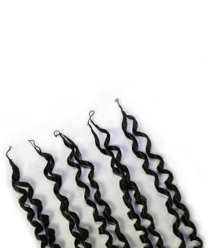 LUXLUXE Knotless Pixie Curly Raw Crochet Natural Human Hair Extensions - 14" 40g 16" 45g & 18" 50g Pre Separated 40 Strands Feather Hairpiece for Women
