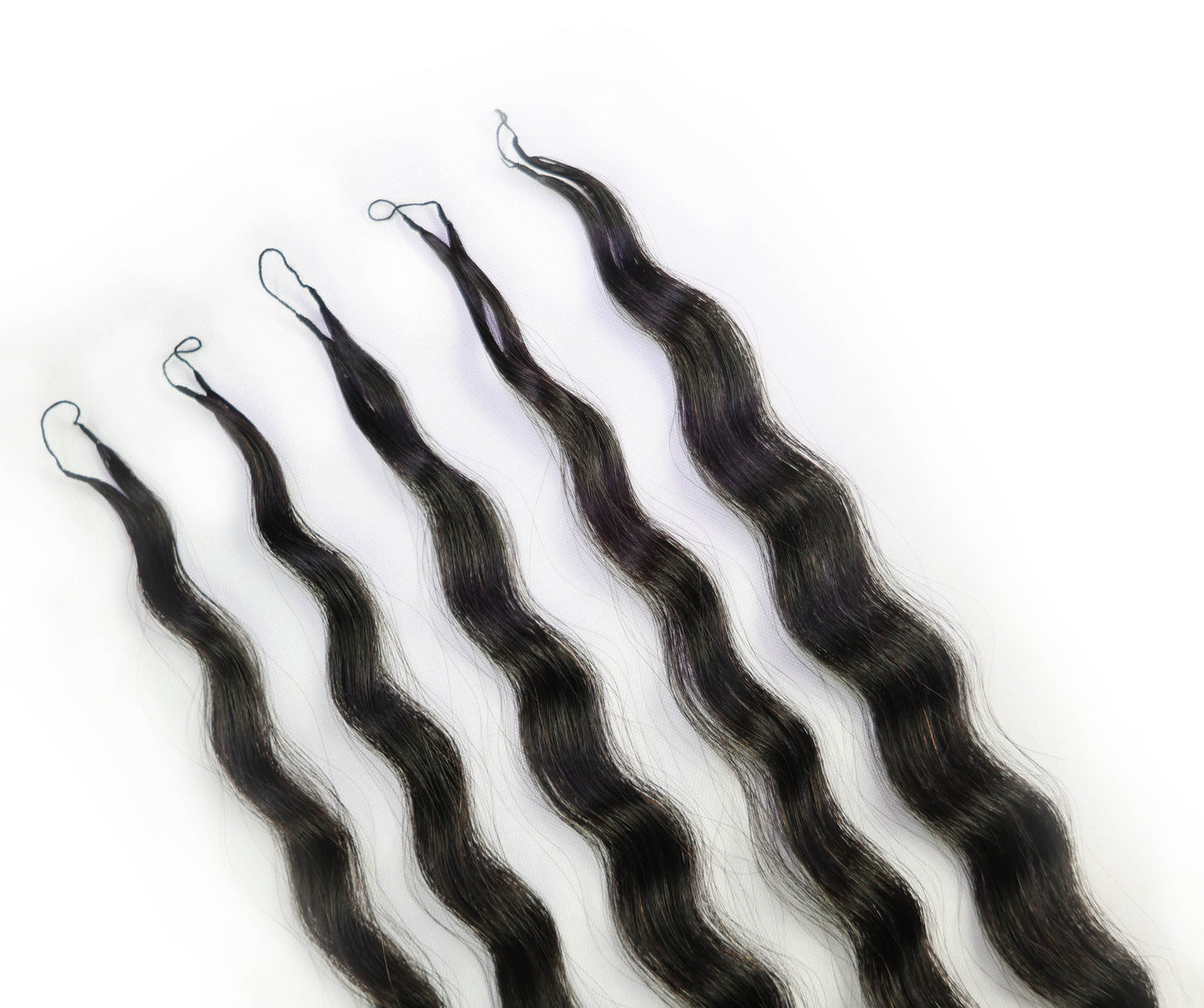 LUXLUXE Knotless Wet & Wavy Crochet Human Hair Extensions - Natural Black 14" 40g 16" 45g & 18" 50g Pre Separated 40 Strands Feather Hairpiece With String In The Middle Braid