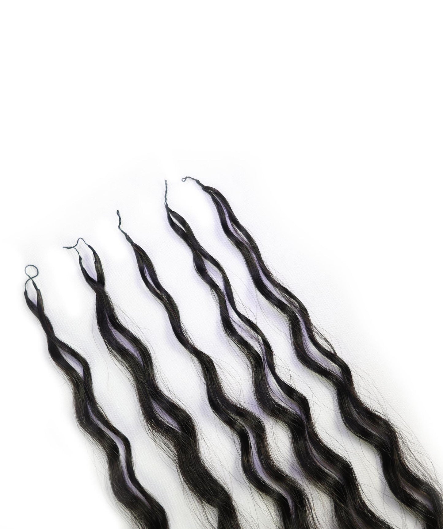 LUXLUXE Knotless Wet & Wavy Crochet Human Hair Extensions - Natural Black 14" 40g 16" 45g & 18" 50g Pre Separated 40 Strands Feather Hairpiece With String In The Middle Braid