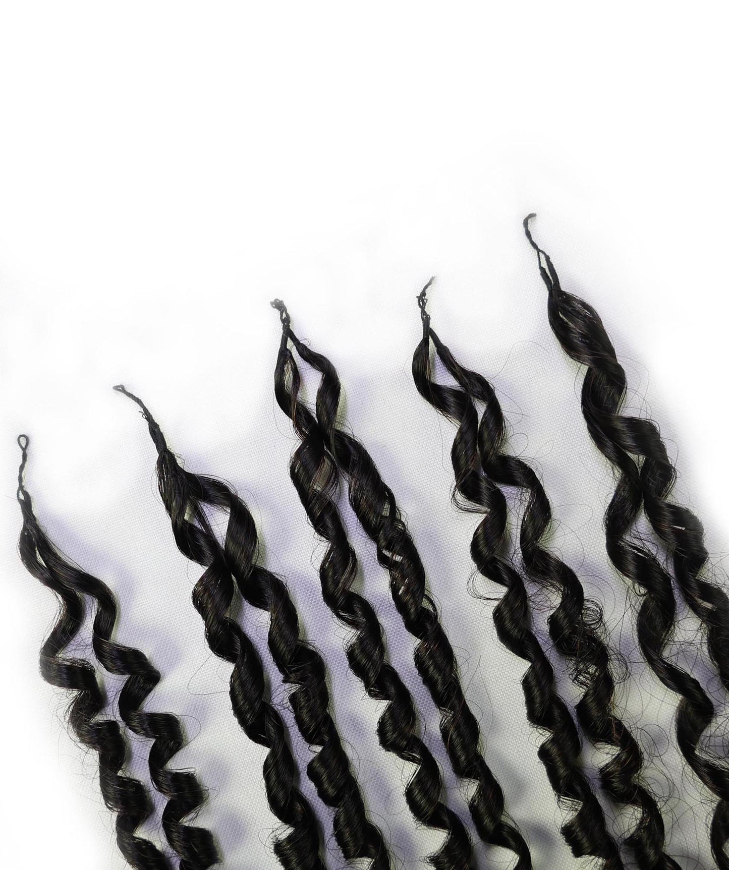 LUXLUXE Knotless Pixie Curly Raw Crochet Natural Human Hair Extensions - 14" 40g 16" 45g & 18" 50g Pre Separated 40 Strands Feather Hairpiece for Women