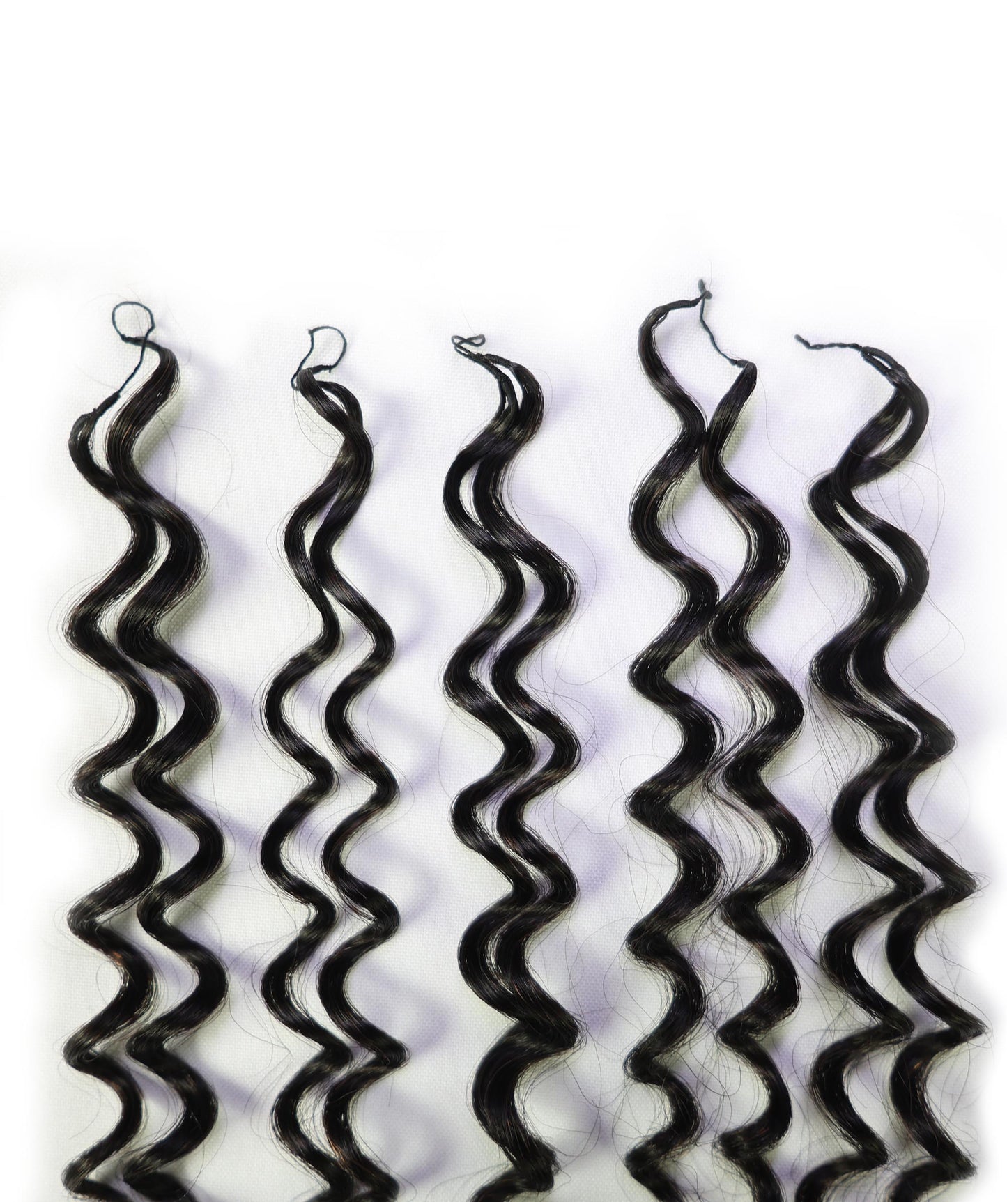 LUXLUXE Water Wave Braids Pre Looped Long Human Hair Extensions 40 Strands - Natural & Natural Black 14,16 & 18 Inch with weights 40g 45g & 50g Deep Curly Feather Braiding Hairpiece