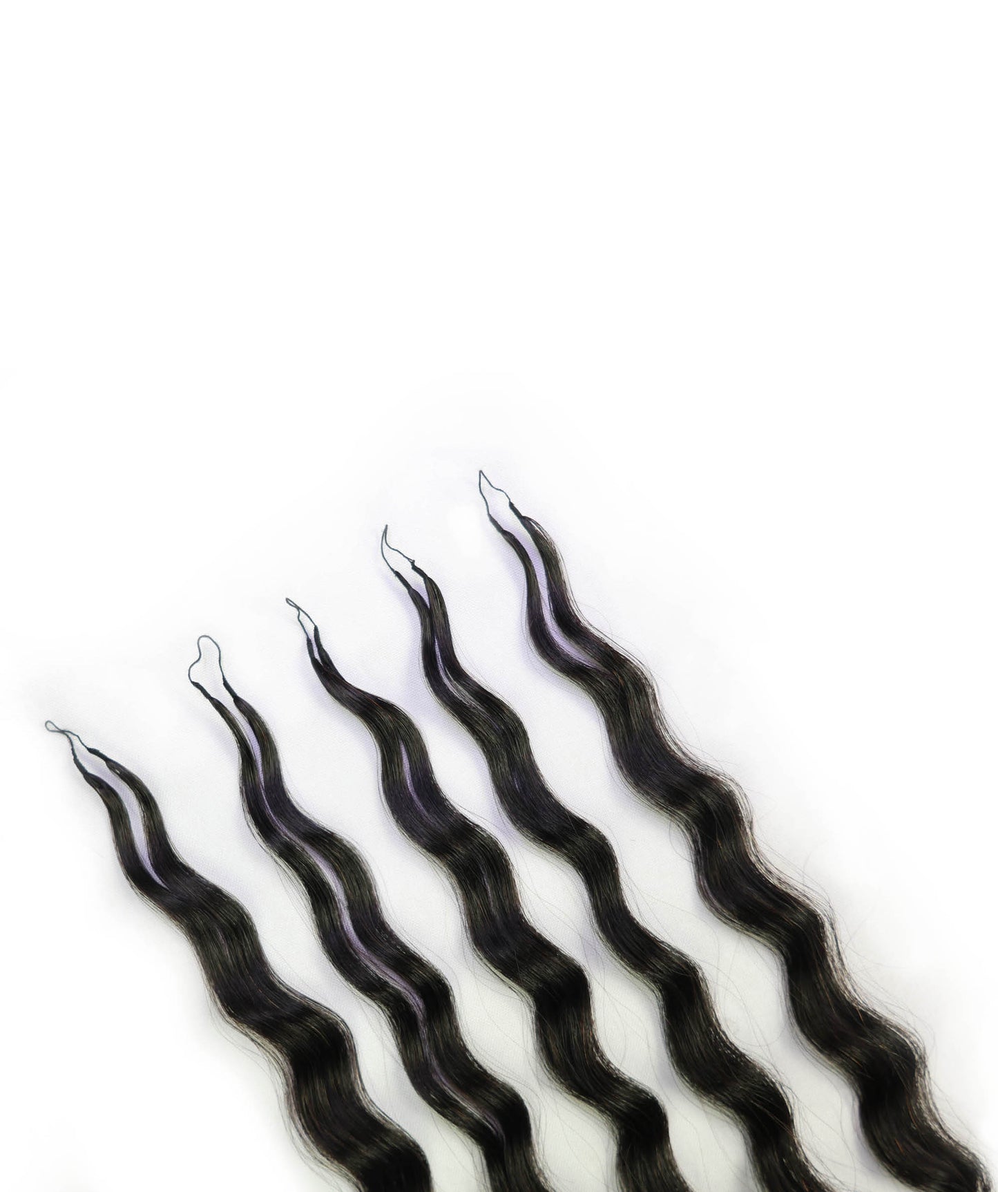 LUXLUXE Knotless Wet & Wavy Crochet Human Hair Extensions - Natural Black 14" 40g 16" 45g & 18" 50g Pre Separated 40 Strands Feather Hairpiece With String In The Middle Braid
