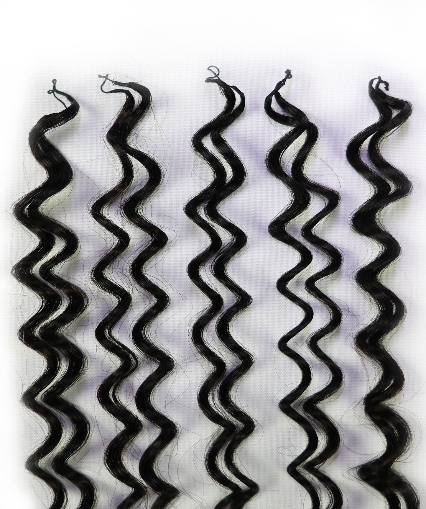 LUXLUXE Water Wave Braids Pre Looped Long Human Hair Extensions 40 Strands - Natural & Natural Black 14,16 & 18 Inch with weights 40g 45g & 50g Deep Curly Feather Braiding Hairpiece