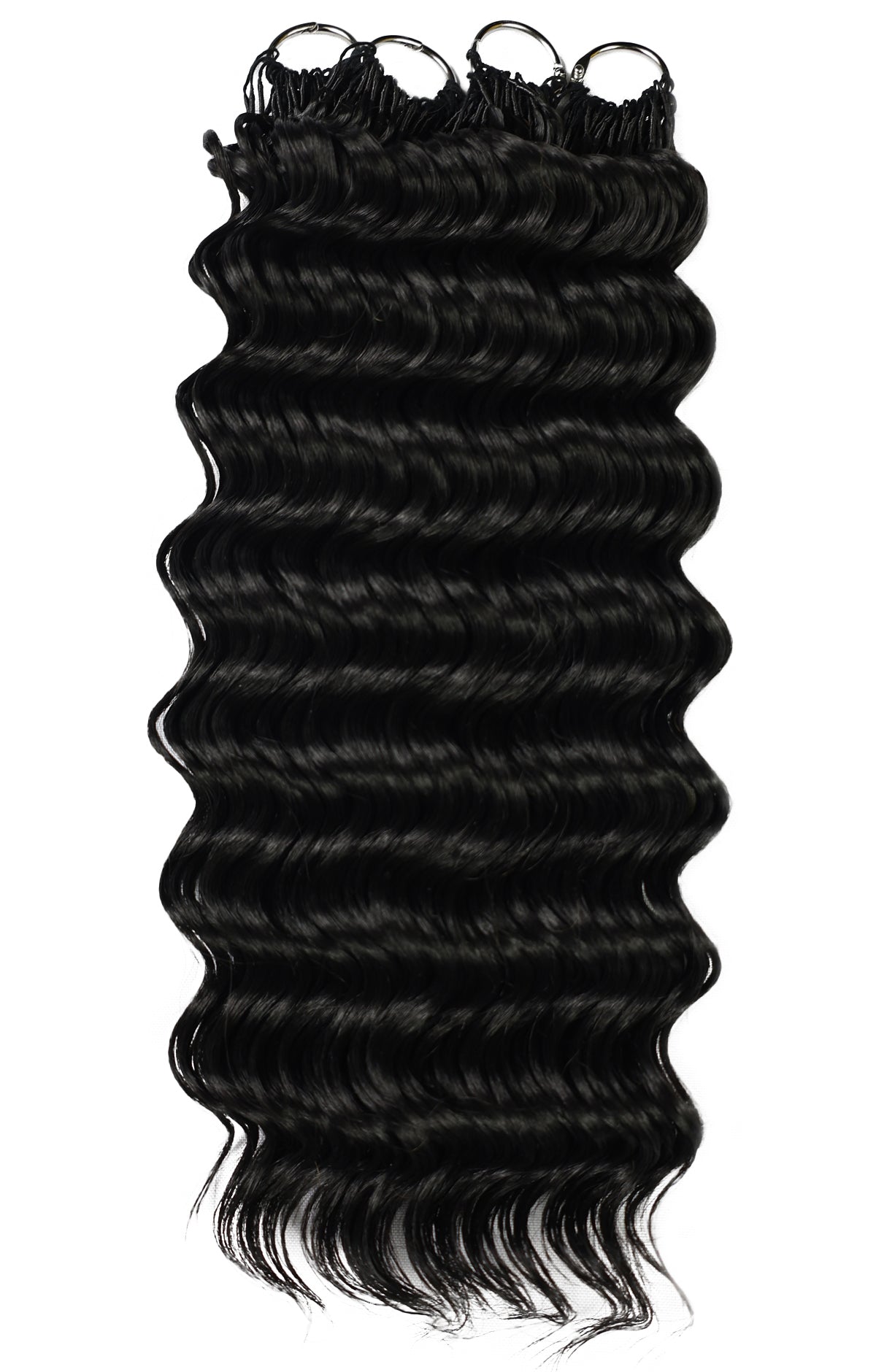 LUXLUXE Deep Wave Synthetic Crochet Hair Extensions – Available in 14"  78g 18" 100g & 22" 120g Pre Separated 100 Strands Feather Hairpiece