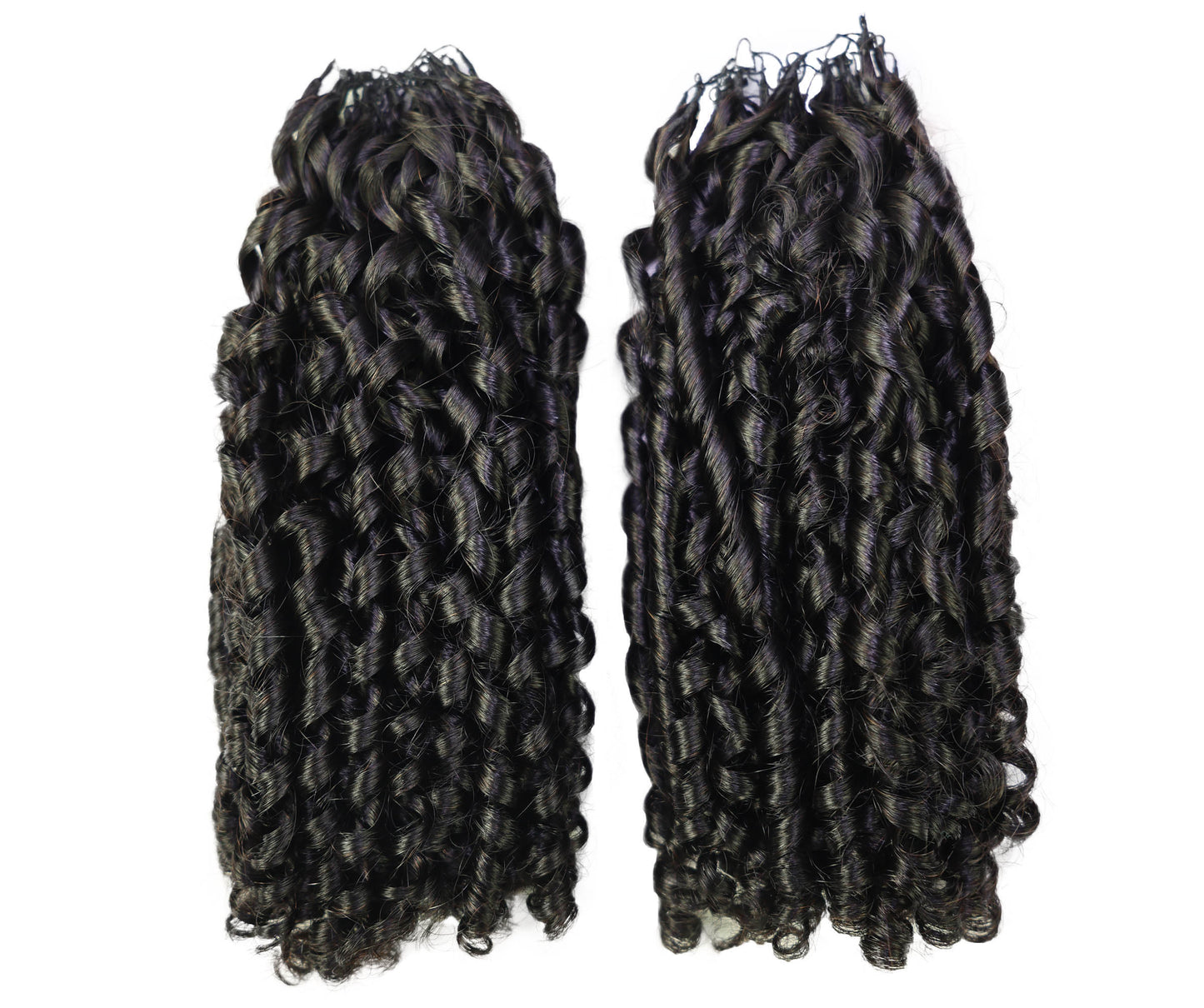 LUXLUXE Knotless Pixie Curly Raw Crochet Natural Human Hair Extensions - 14" 40g 16" 45g & 18" 50g Pre Separated 40 Strands Feather Hairpiece for Women
