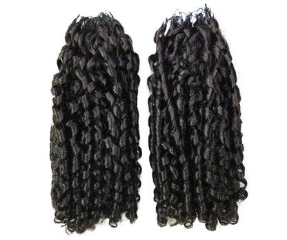 LUXLUXE Knotless Pixie Curly Raw Crochet Natural Human Hair Extensions - 14" 40g 16" 45g & 18" 50g Pre Separated 40 Strands Feather Hairpiece for Women