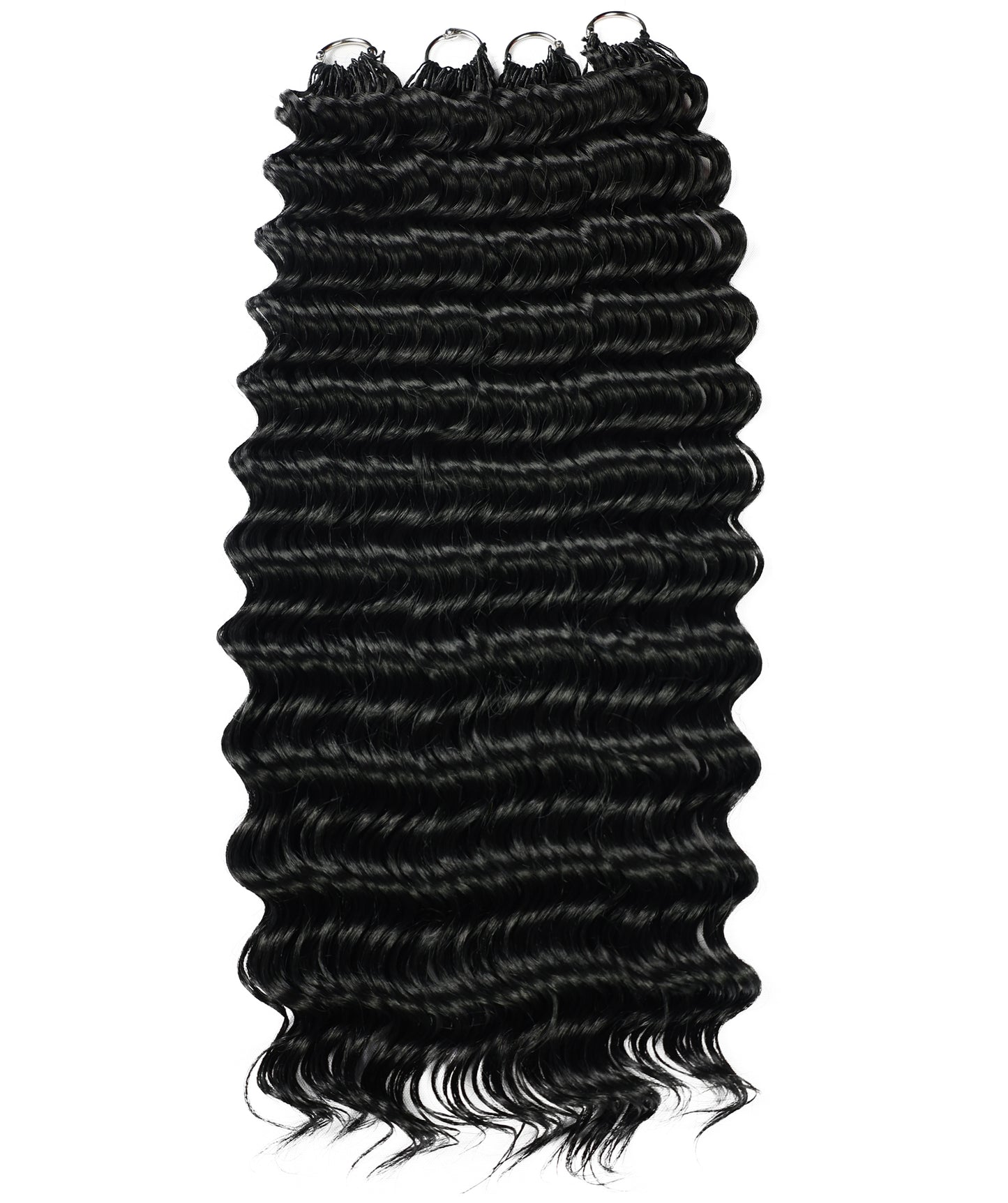 LUXLUXE Deep Wave Synthetic Crochet Hair Extensions – Available in 14"  78g 18" 100g & 22" 120g Pre Separated 100 Strands Feather Hairpiece