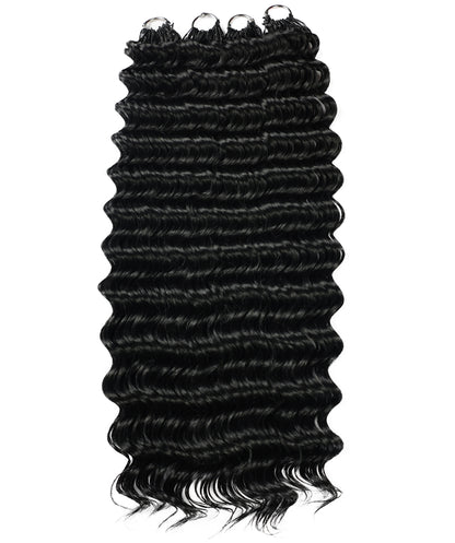 LUXLUXE Deep Wave Synthetic Crochet Hair Extensions – Available in 14"  78g 18" 100g & 22" 120g Pre Separated 100 Strands Feather Hairpiece