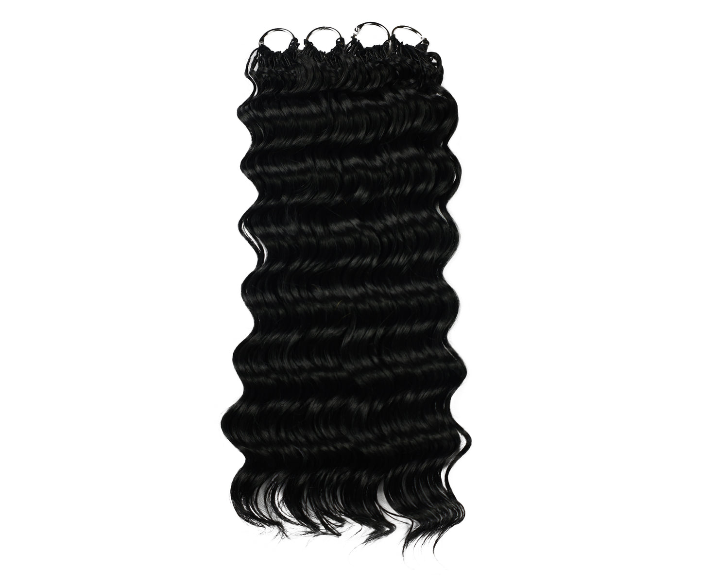 LUXLUXE Deep Wave Synthetic Crochet Hair Extensions – Available in 14"  78g 18" 100g & 22" 120g Pre Separated 100 Strands Feather Hairpiece