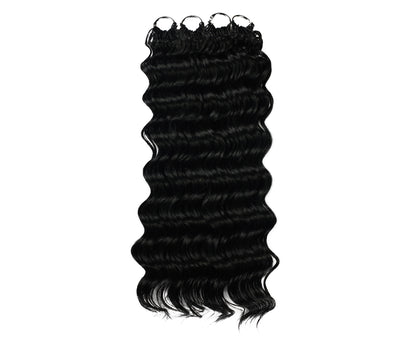 LUXLUXE Deep Wave Synthetic Crochet Hair Extensions – Available in 14"  78g 18" 100g & 22" 120g Pre Separated 100 Strands Feather Hairpiece