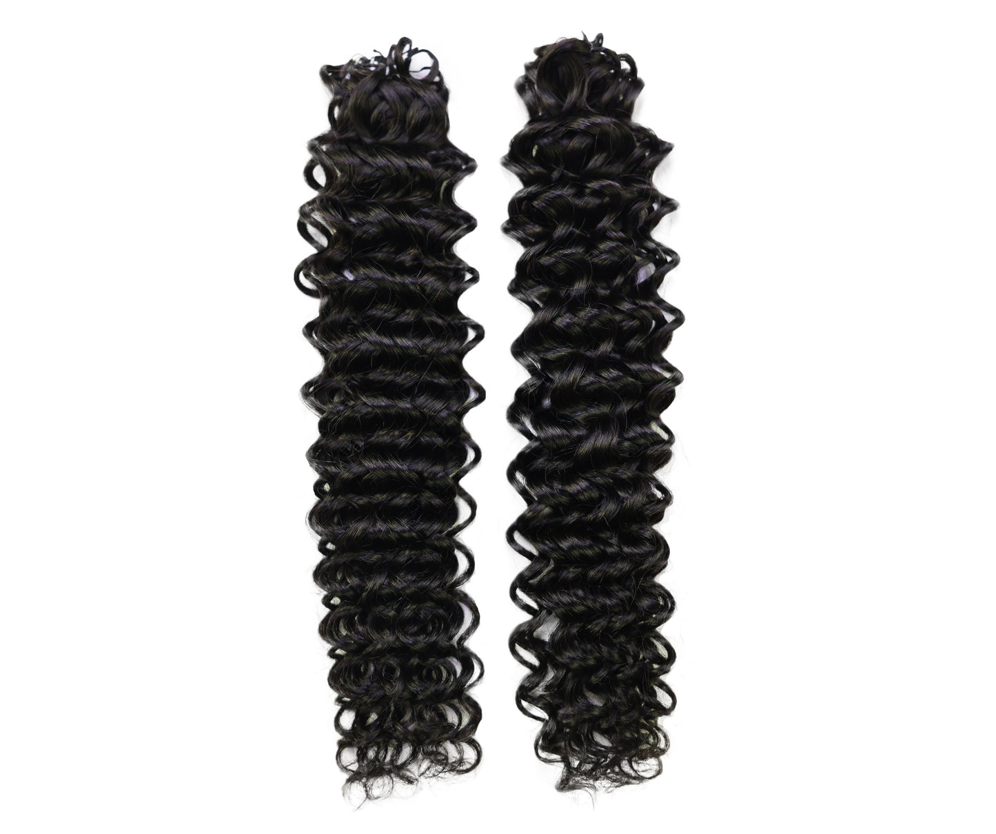 LUXLUXE Water Wave Braids Pre Looped Long Human Hair Extensions 40 Strands - Natural & Natural Black 14,16 & 18 Inch with weights 40g 45g & 50g Deep Curly Feather Braiding Hairpiece