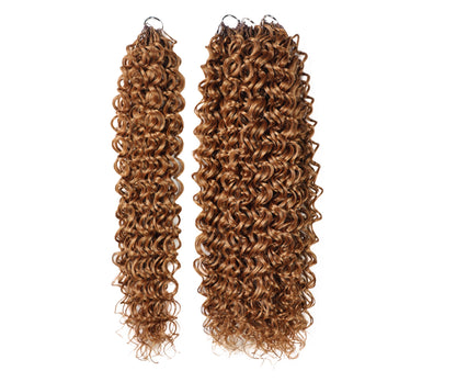 LUXLUXE Dominican Synthetic Crochet Hair Extensions – 14" 78g, 18" 100g, 22" 120g Pre Separated 100 Strands Feather Curly Hairpiece