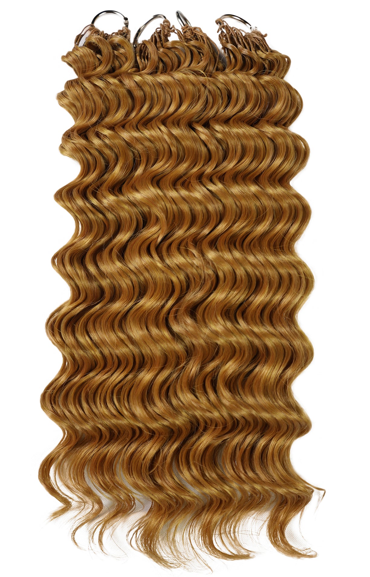 LUXLUXE Deep Wave Synthetic Crochet Hair Extensions – Available in 14"  78g 18" 100g & 22" 120g Pre Separated 100 Strands Feather Hairpiece