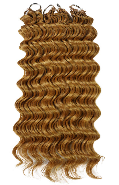 LUXLUXE Deep Wave Synthetic Crochet Hair Extensions – Available in 14"  78g 18" 100g & 22" 120g Pre Separated 100 Strands Feather Hairpiece