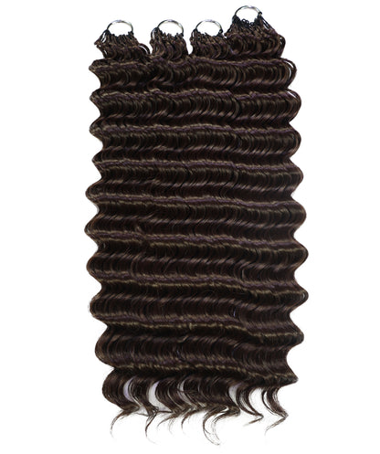 LUXLUXE Deep Wave Synthetic Crochet Hair Extensions – Available in 14"  85g 18" 110g & 22" 132g Pre Separated 100 Strands Feather Hairpiece