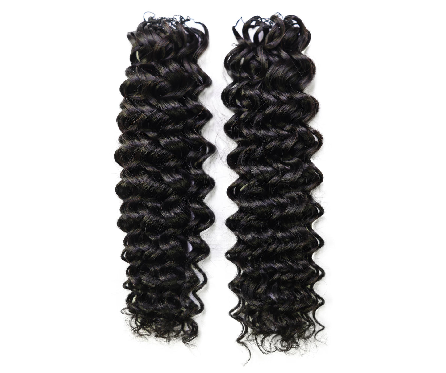 LUXLUXE Water Wave Braids Pre Looped Long Human Hair Extensions 40 Strands - Natural & Natural Black 14,16 & 18 Inch with weights 40g 45g & 50g Deep Curly Feather Braiding Hairpiece