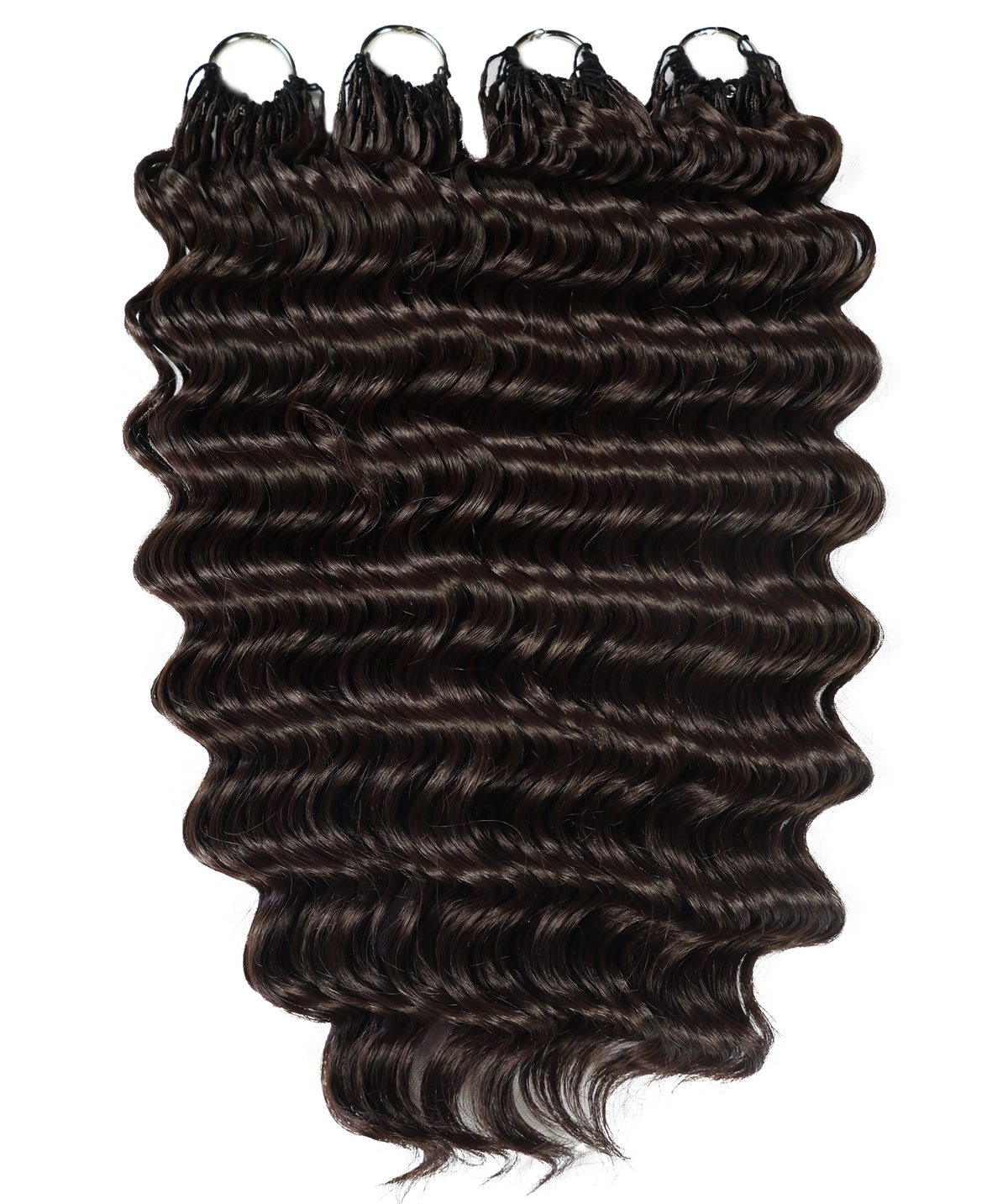 LUXLUXE Deep Wave Synthetic Crochet Hair Extensions – Available in 14"  85g 18" 110g & 22" 132g Pre Separated 100 Strands Feather Hairpiece