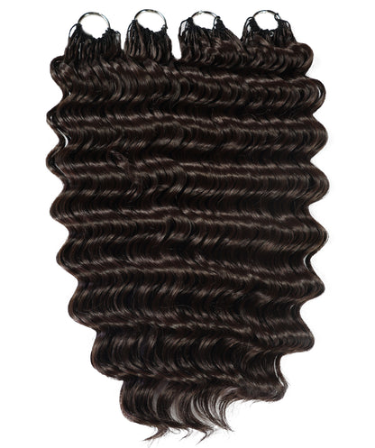 LUXLUXE Deep Wave Synthetic Crochet Hair Extensions – Available in 14"  85g 18" 110g & 22" 132g Pre Separated 100 Strands Feather Hairpiece