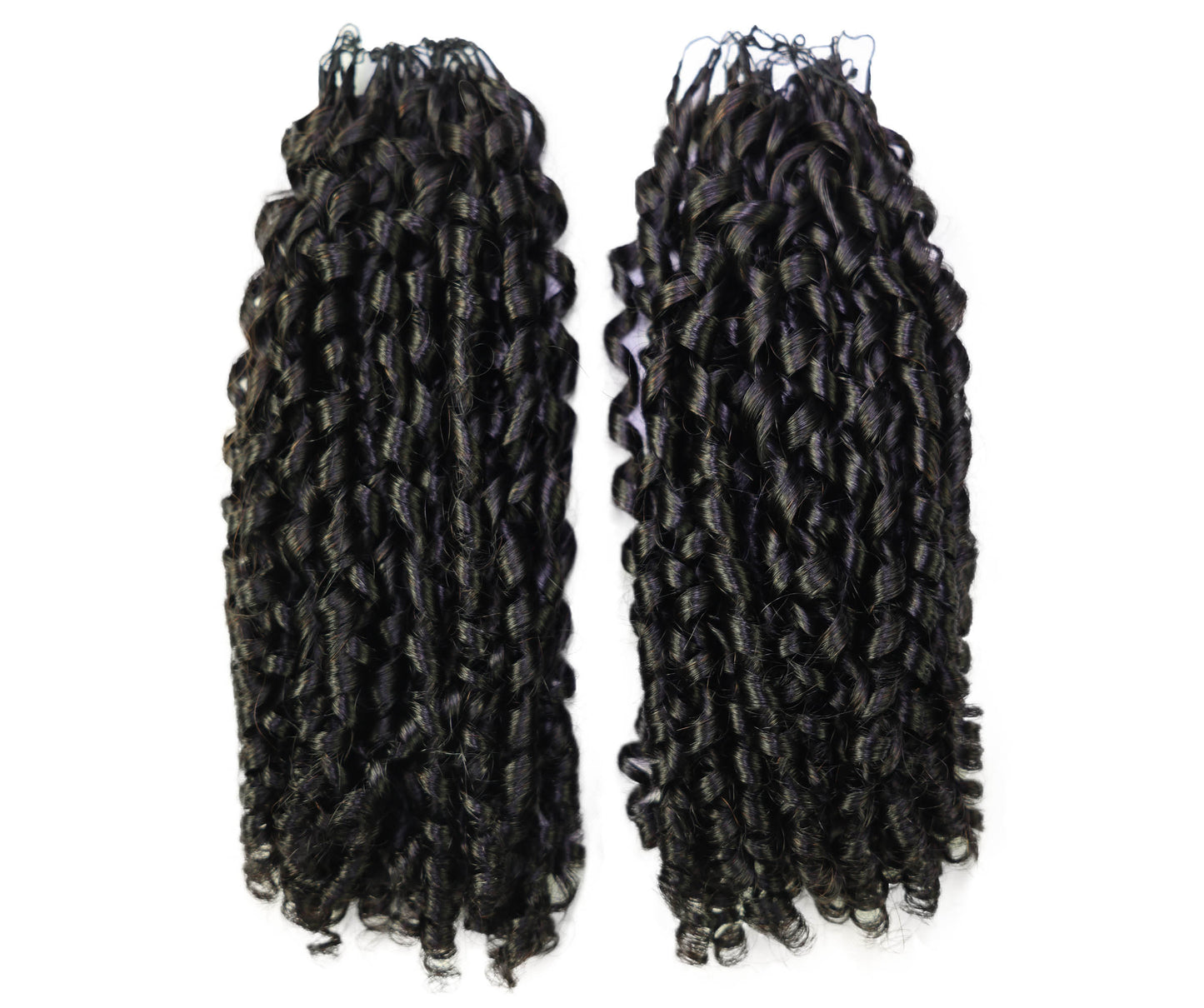 LUXLUXE Knotless Pixie Curly Raw Crochet Natural Human Hair Extensions - 14" 40g 16" 45g & 18" 50g Pre Separated 40 Strands Feather Hairpiece for Women
