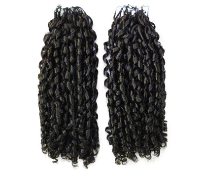 LUXLUXE Knotless Pixie Curly Raw Crochet Natural Human Hair Extensions - 14" 40g 16" 45g & 18" 50g Pre Separated 40 Strands Feather Hairpiece for Women