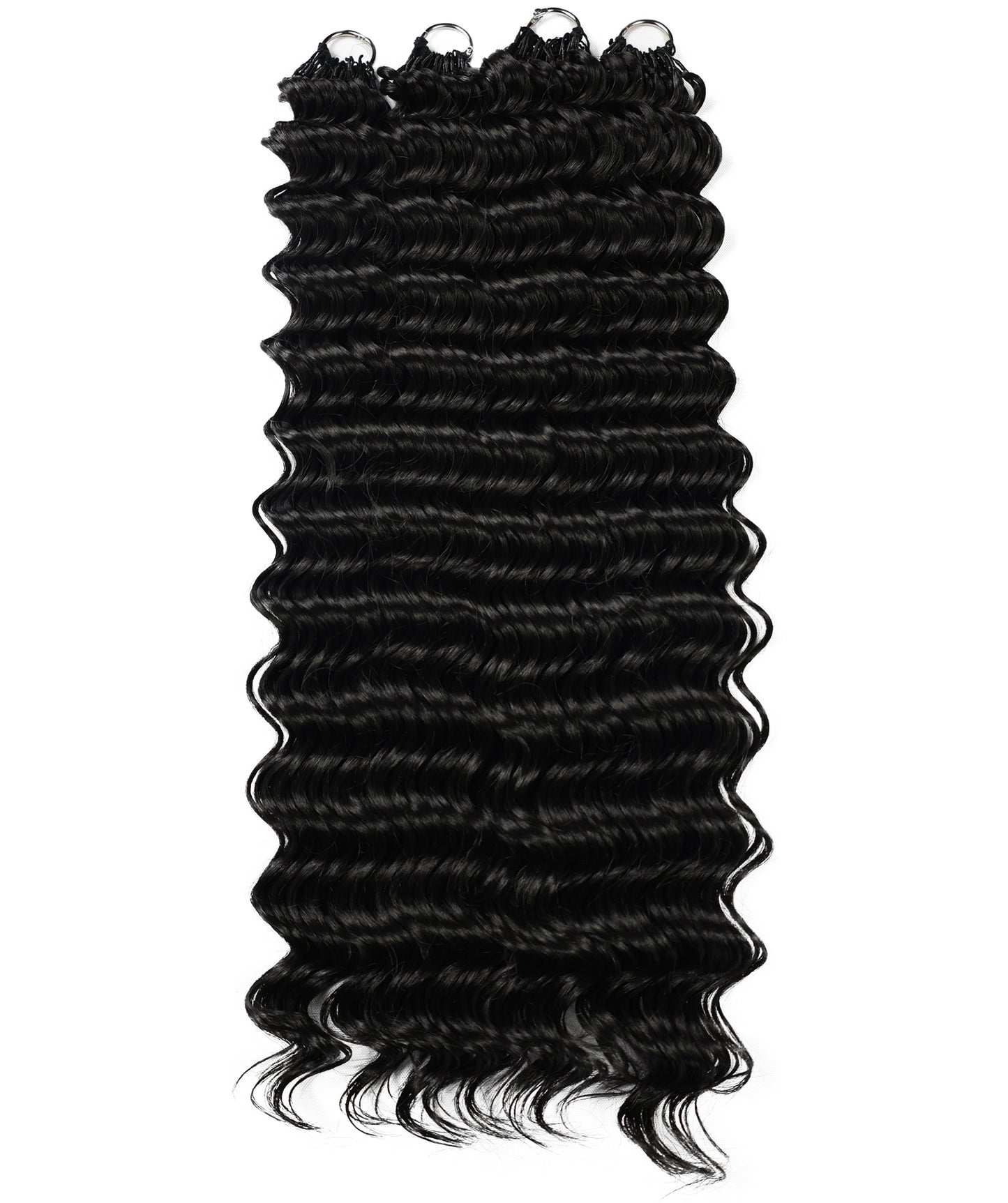 LUXLUXE Deep Wave Synthetic Crochet Hair Extensions – Available in 14"  78g 18" 100g & 22" 120g Pre Separated 100 Strands Feather Hairpiece