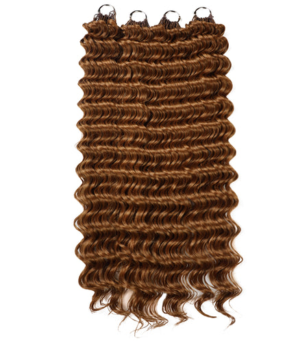LUXLUXE Deep Wave Synthetic Crochet Hair Extensions – Available in 14"  78g 18" 100g & 22" 120g Pre Separated 100 Strands Feather Hairpiece