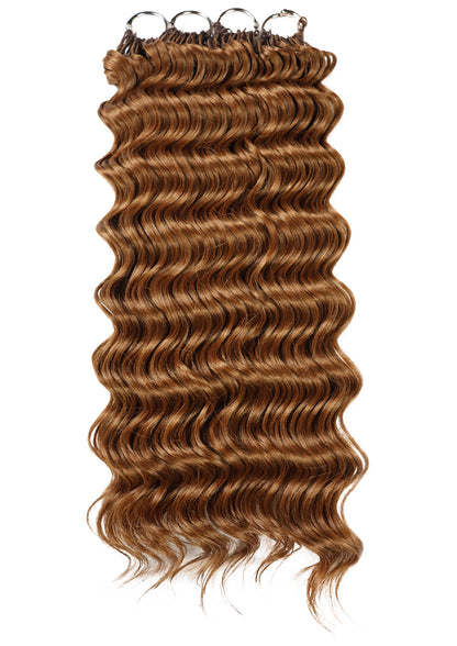 LUXLUXE Deep Wave Synthetic Crochet Hair Extensions – Available in 14"  78g 18" 100g & 22" 120g Pre Separated 100 Strands Feather Hairpiece