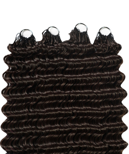 LUXLUXE Deep Wave Synthetic Crochet Hair Extensions – Available in 14"  85g 18" 110g & 22" 132g Pre Separated 100 Strands Feather Hairpiece