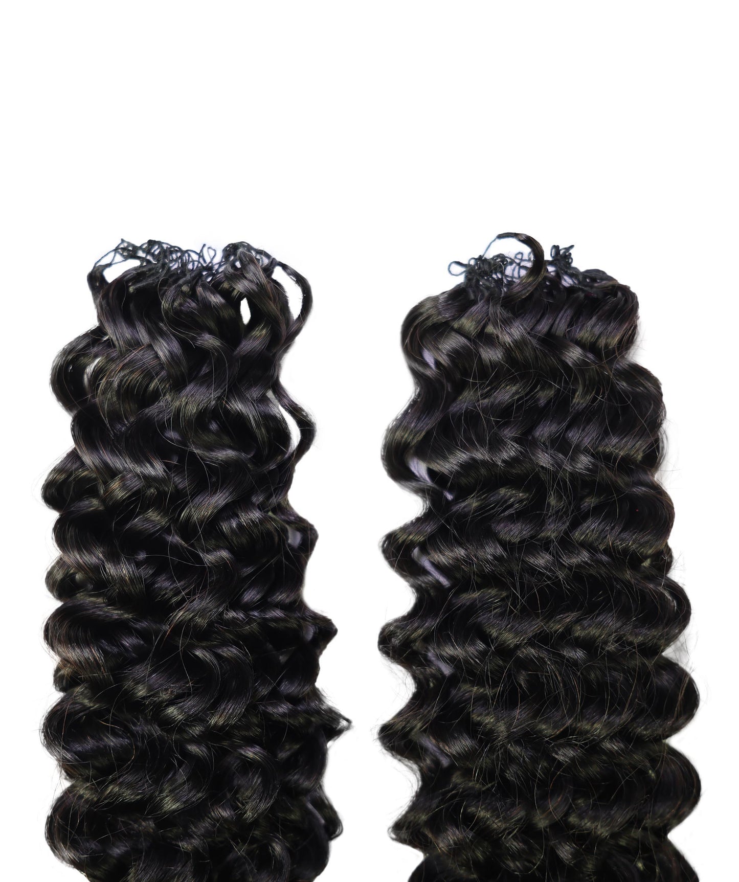 LUXLUXE Water Wave Braids Pre Looped Long Human Hair Extensions 40 Strands - Natural & Natural Black 14,16 & 18 Inch with weights 40g 45g & 50g Deep Curly Feather Braiding Hairpiece
